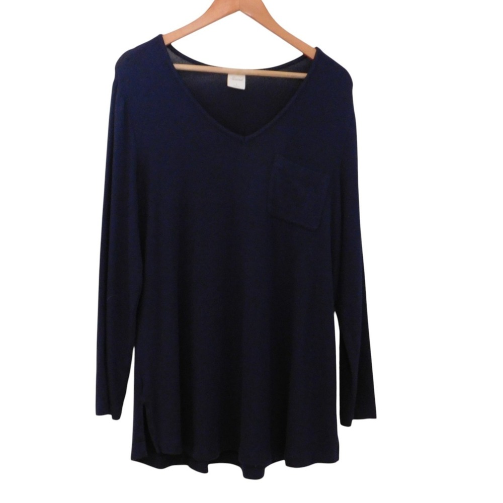 Soma Long Sleeve Navy Blue Tunic V-neck Pajama Sleep Top Size Large